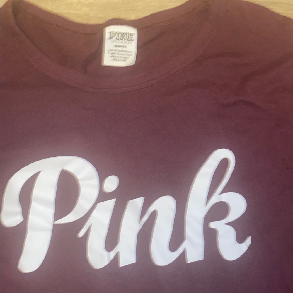 PINK Victoria's Secret Maroon Logo Pajama Set with White Script - Picture 4 of 7